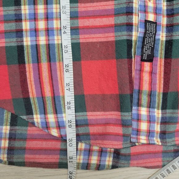 PRESWICK & MOORE Mens Red Plaid Button Front Longsleeve Flannel Shirt Size Large - Picture 6 of 7